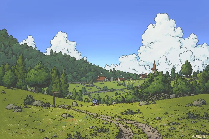 Душевные фэнтези-пейзажи о приключениях волшебника от Aurumek