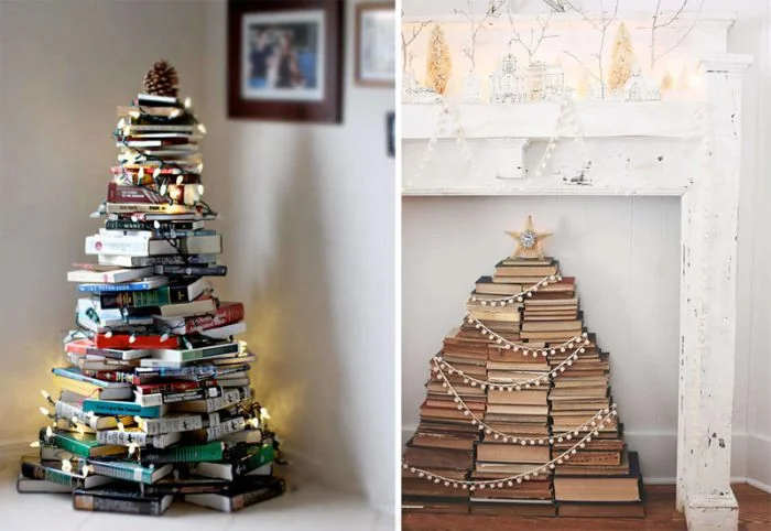 Книжные елки: стильные идеи для новогоднего декора