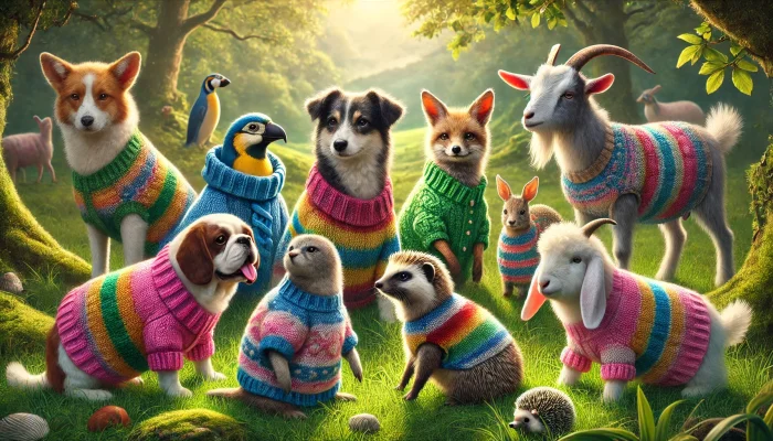 Зверята в тёплых свитерах: 20 умилительных фото