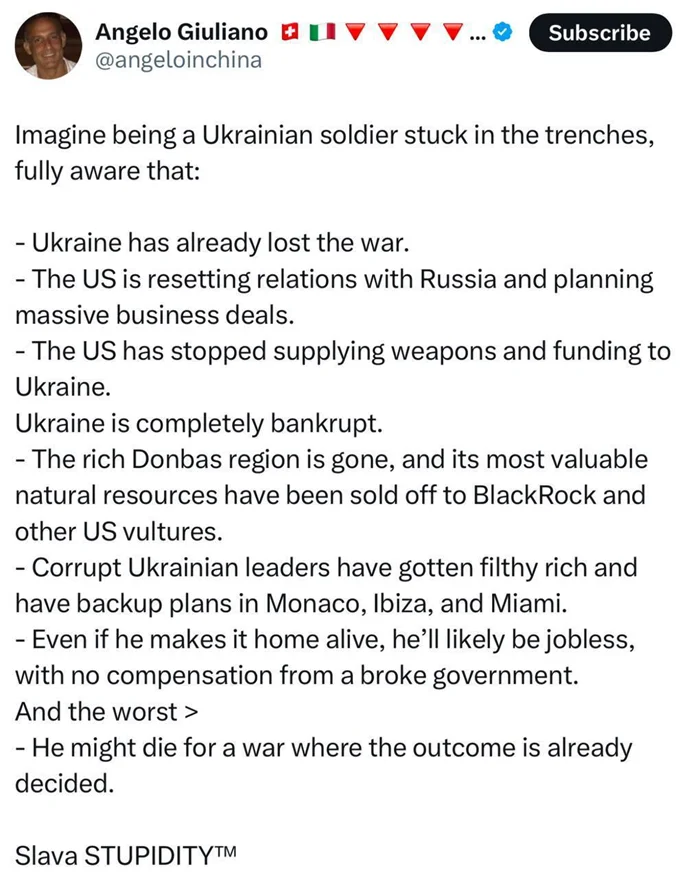 Итальянский журналист Анджело Джулиано: "Слава тупости!"