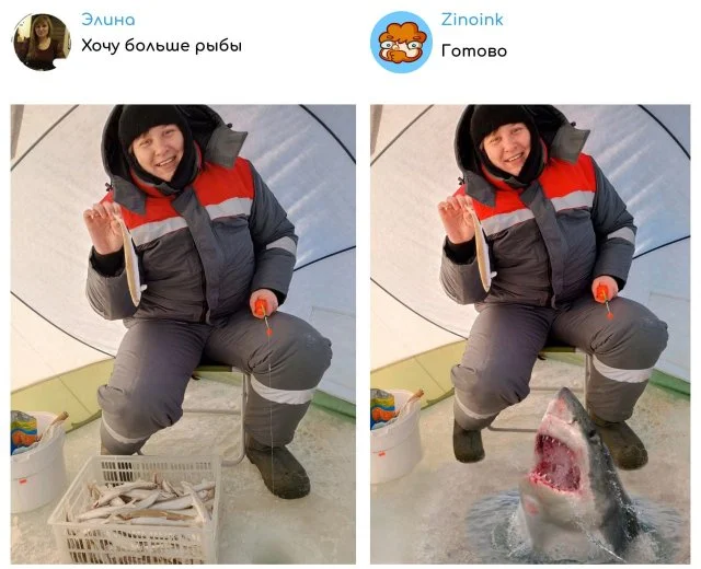 Когда просили улучшить фото — и не пожалели: юмористические работы Zinoink