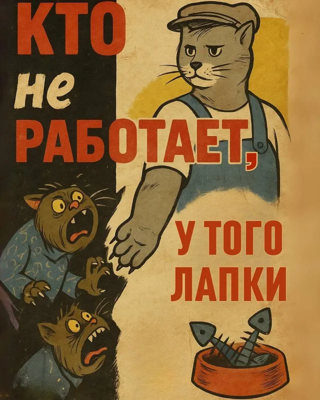 Советская классика с усами: нейросеть внедрила котиков в агитплакаты
