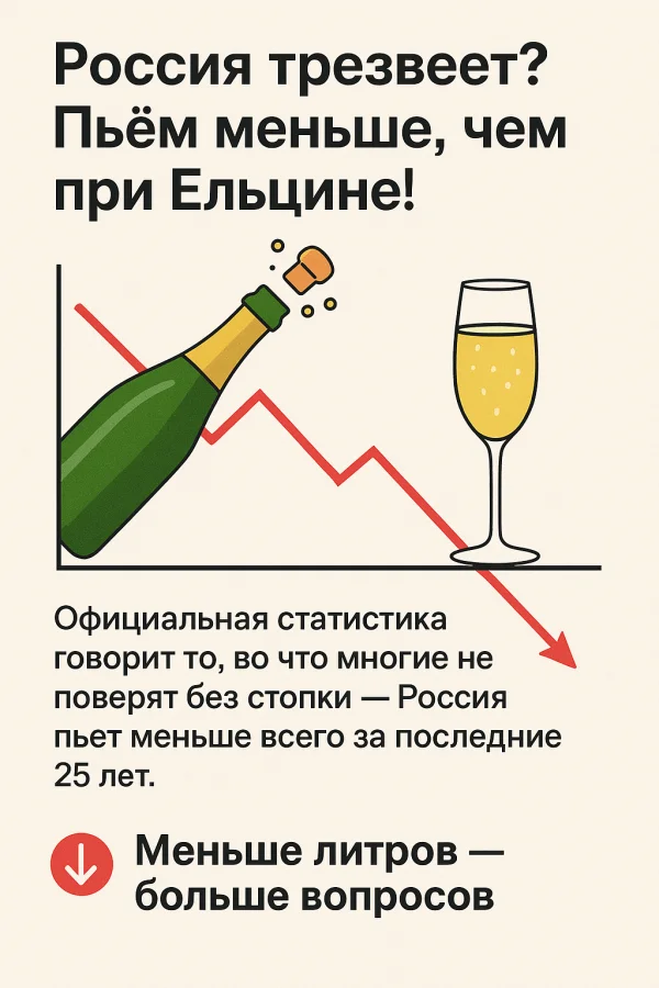 🍾 Россия трезвеет? Пьём меньше, чем при Ельцине!