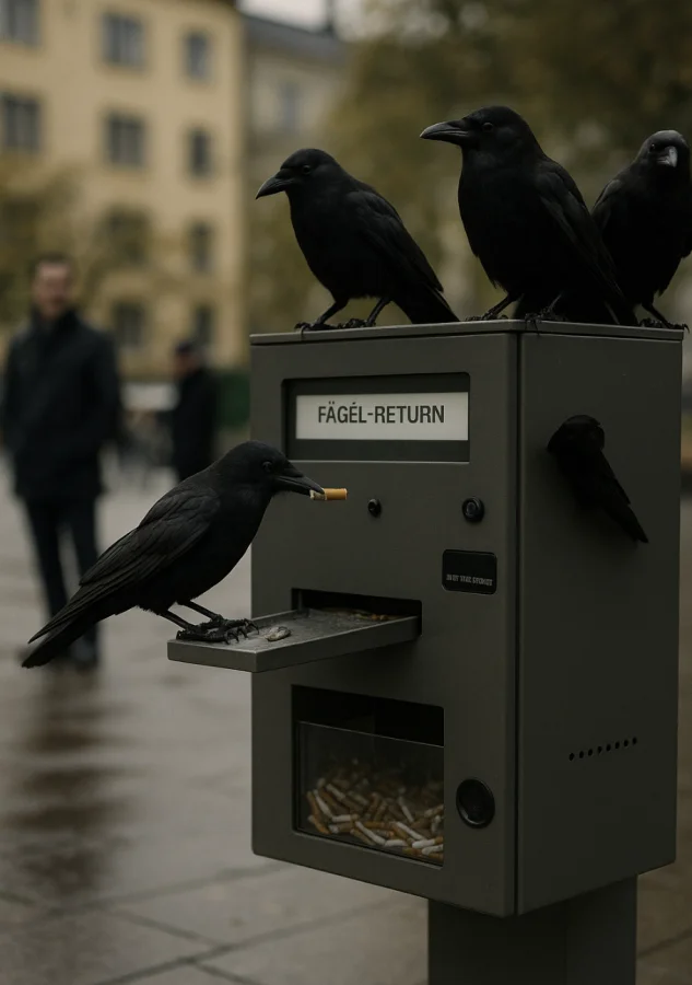 Шведский стартап обучил ворон собирать окурки в обмен на еду