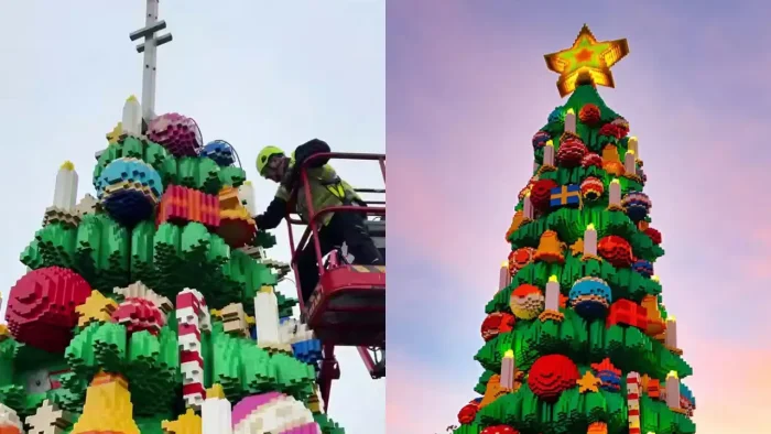 Вместо живого дерева: в Дании установили рождественскую ёлку из LEGO