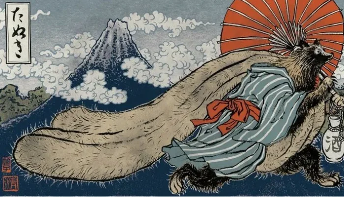 Зачем у входов в магазины Японии ставят тануки с огромными атрибутами удачи