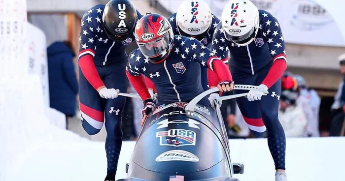 Американский бобслей: Эпичный вылет на трассе!