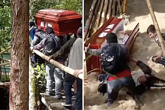 Похороны в Перу обернулись падением гроба в воду