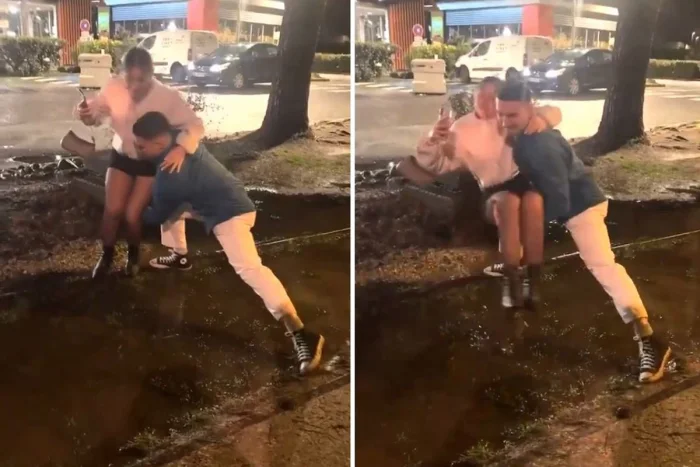 Романтичный жест обернулся падением в воду