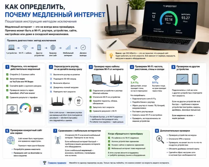 Почему медленный интернет: роутер, провайдер, сайт или ваше устройство — как определить?